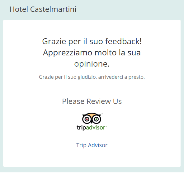 Richiesta feedback hotel