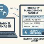 Integrazione tra channel manager e property management system per gestione automatica delle penali di cancellazione.